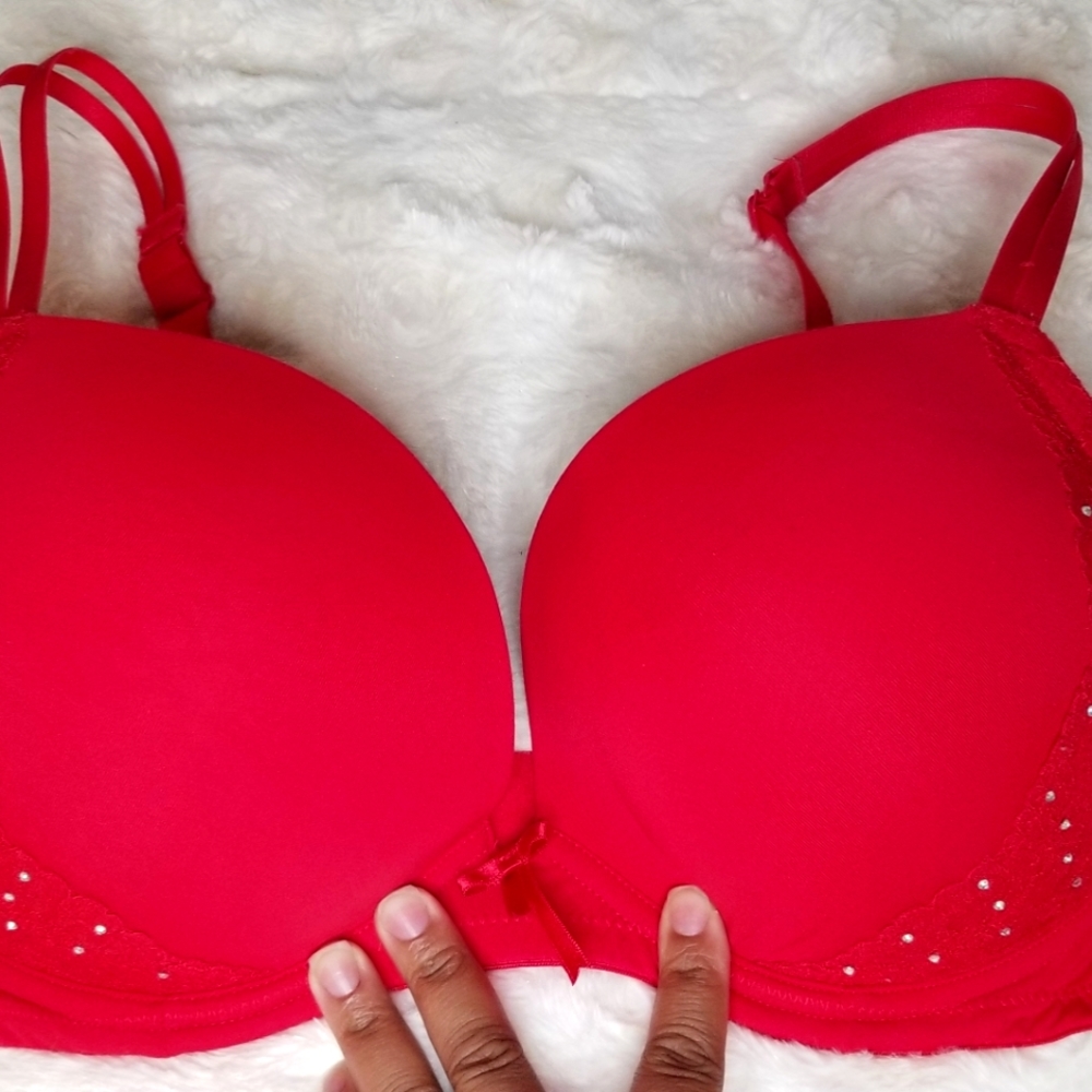 Fredericks of Hollywood Red Rhinestone bra 36E